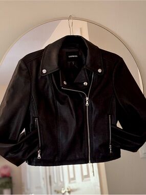 Express Black Faux Leather Asymmetric Moto Jacket